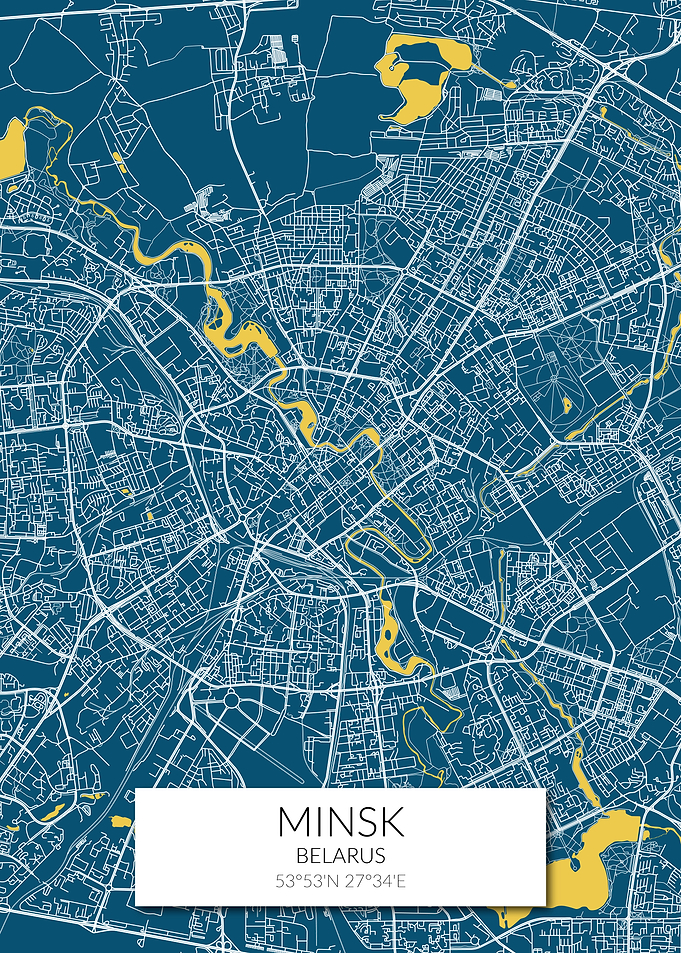 Minsk Map Blue Yellow