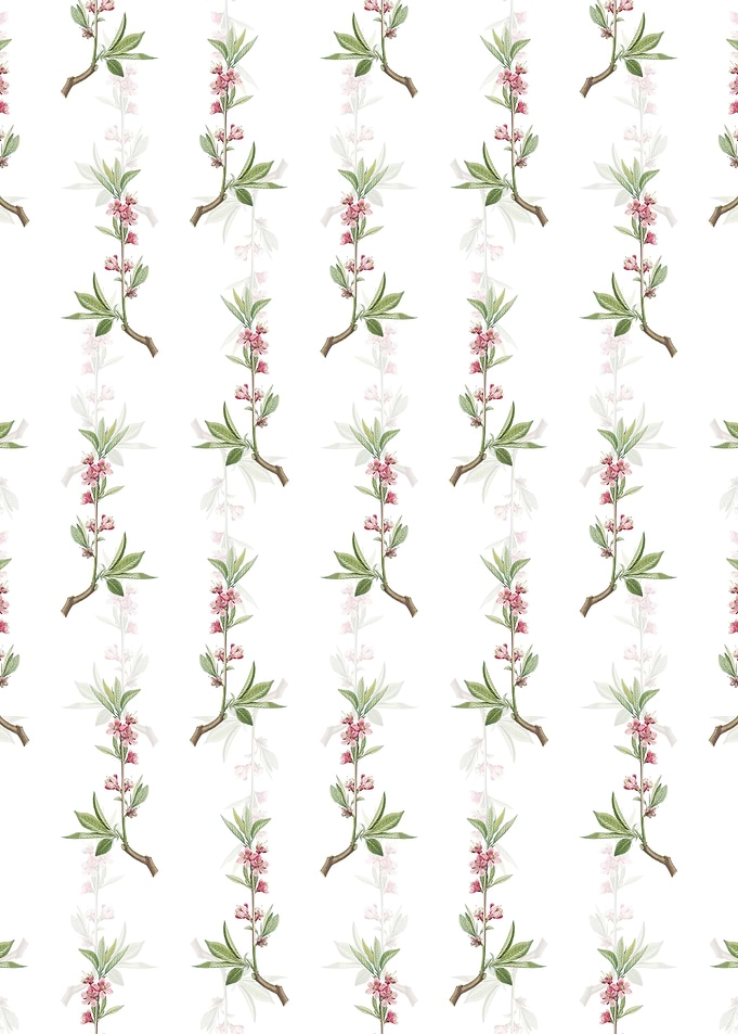 Pink Flower Branch Pattern