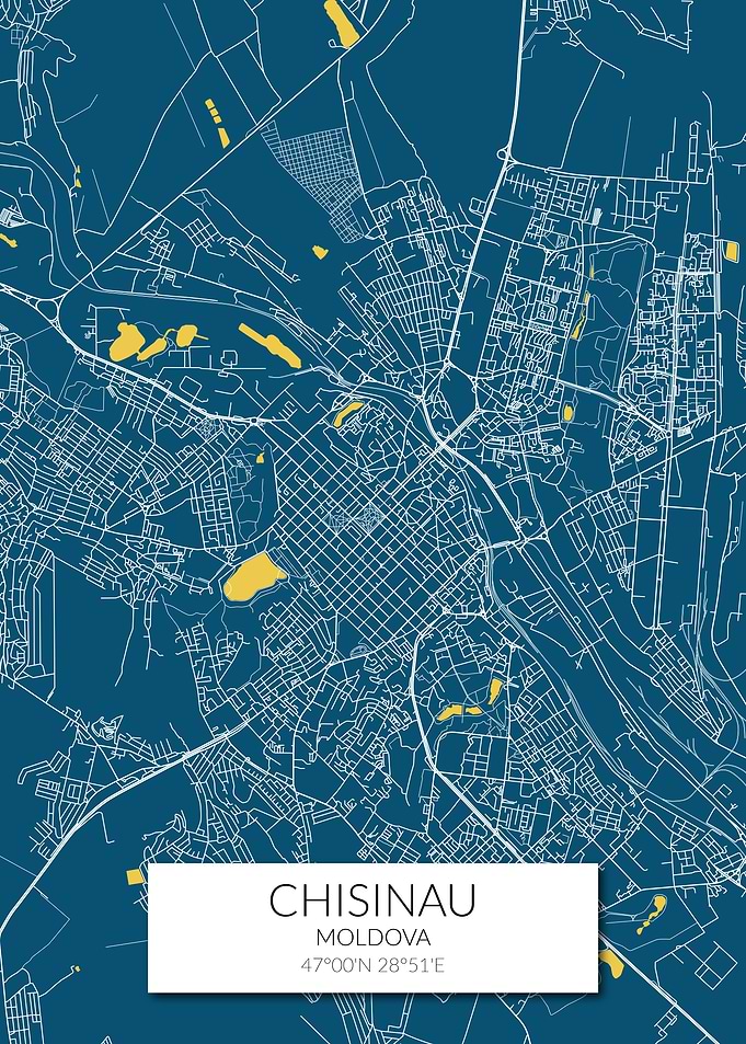 Chisinau Map Blue White