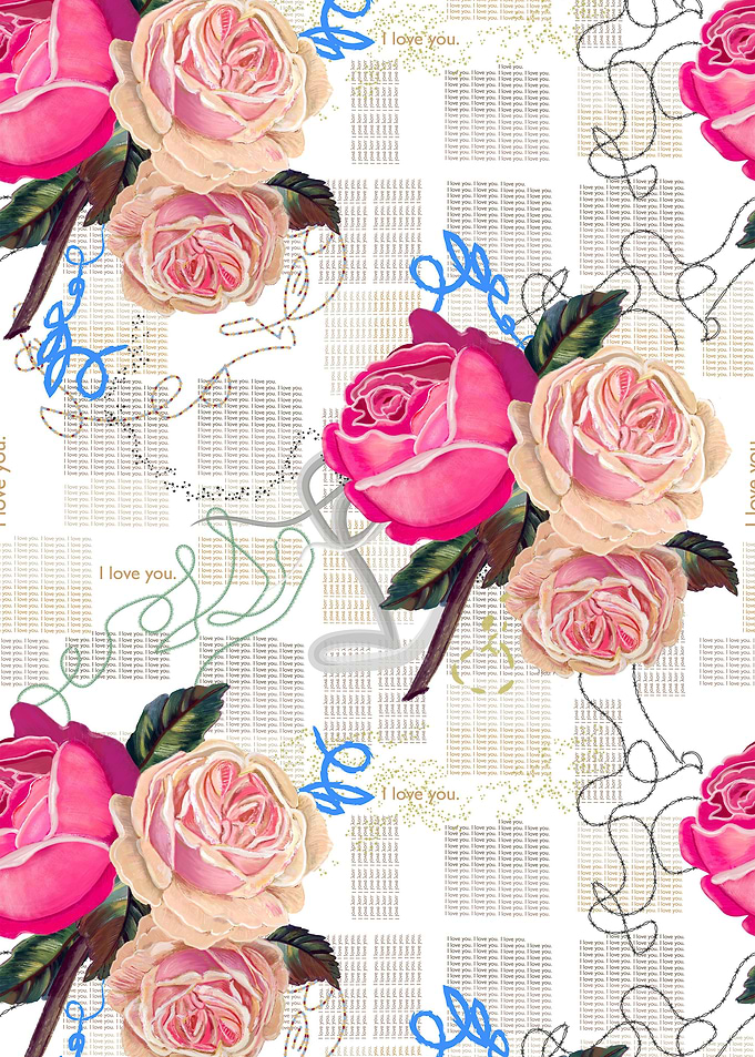 Art newspaper roses