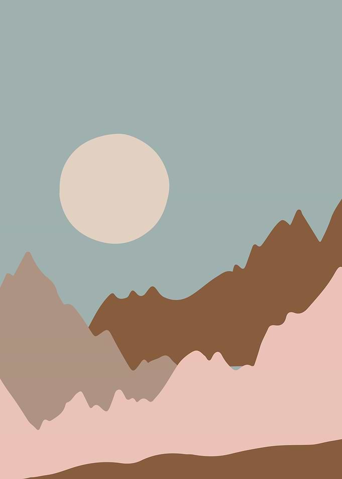 Vintage sun mountain trees