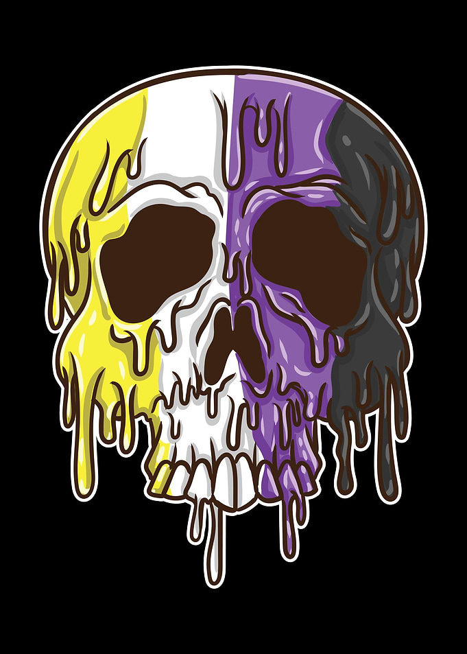 Dripping Nonbinary Skull