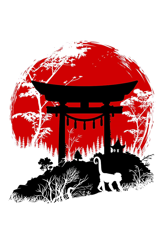 Japanese torii under sun