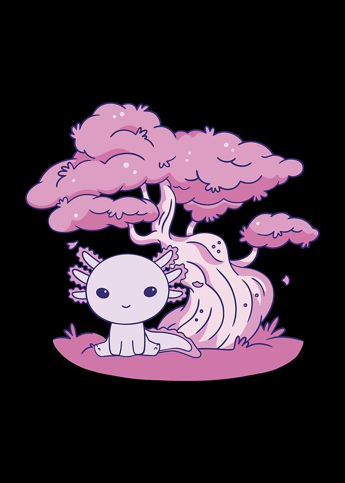 Cute Axolotl with cherry