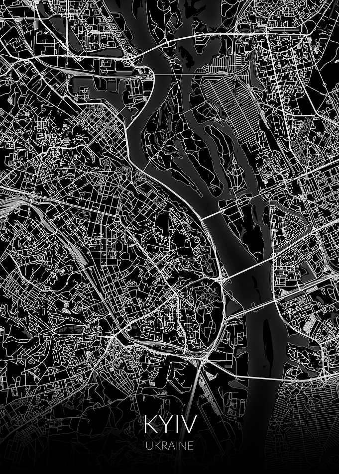 Kyiv Map Black Kiev