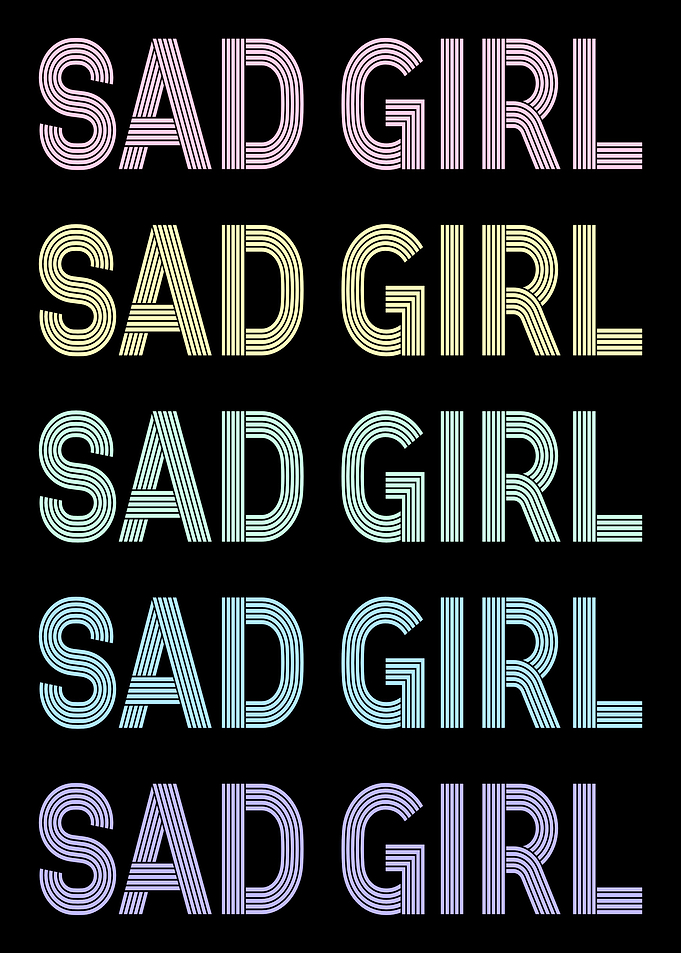 Retro Pastel Sad Girl Text