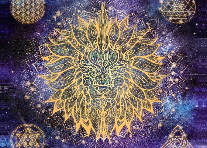 Mandala violet Lion
