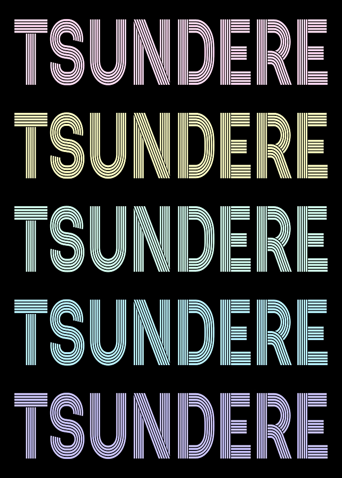Retro Pastel Tsundere Text