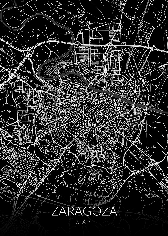 Zaragoza Map Black