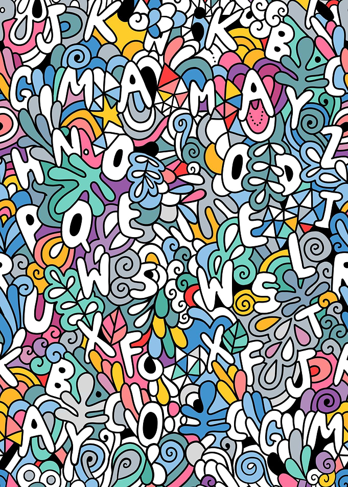 ABC doodle pattern