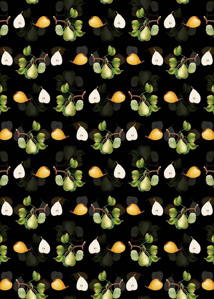 Black Floral Pear Pattern