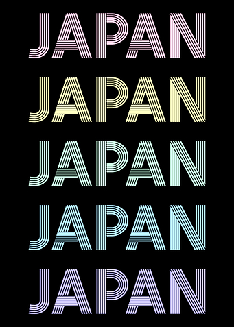 Retro Pastel Japan Text