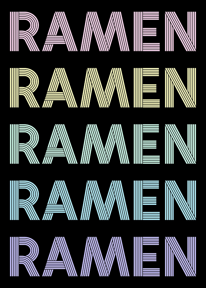 Retro Pastel Ramen Text