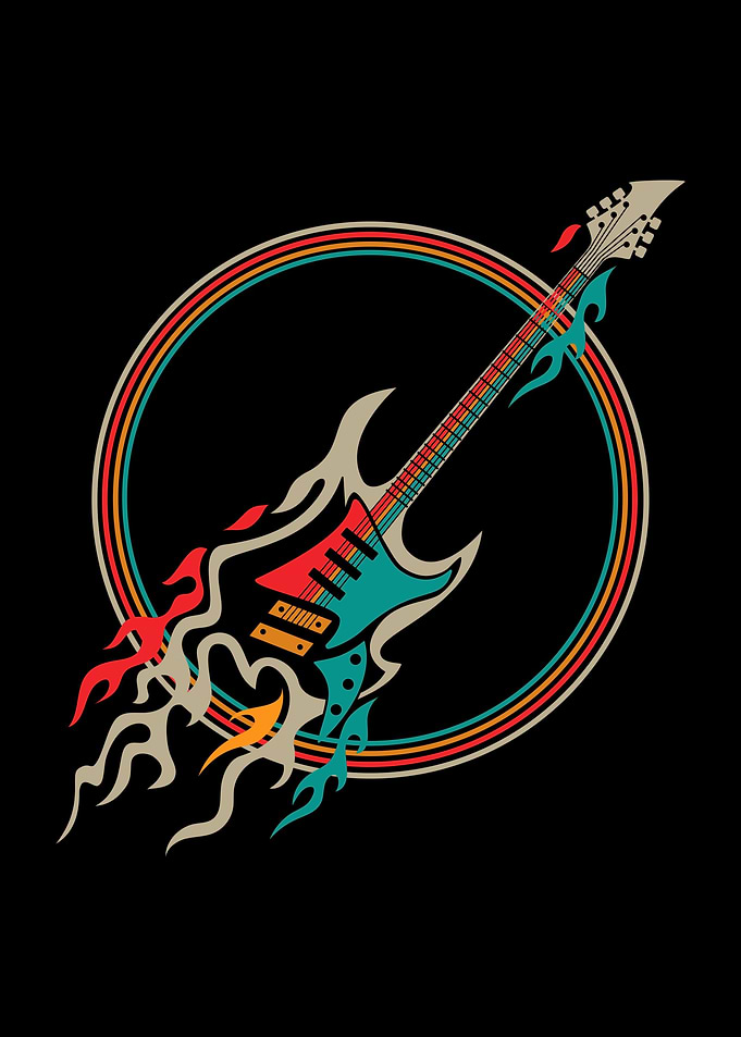 Burning Guitar Rock Music