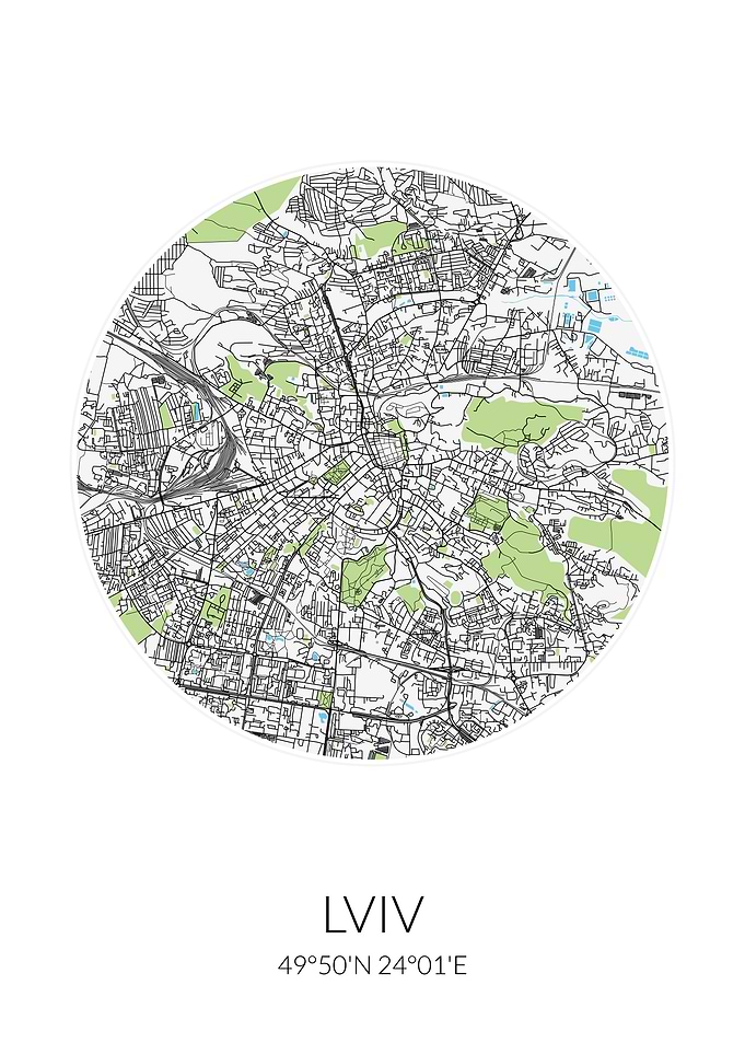Lviv Circle City Map Lvov