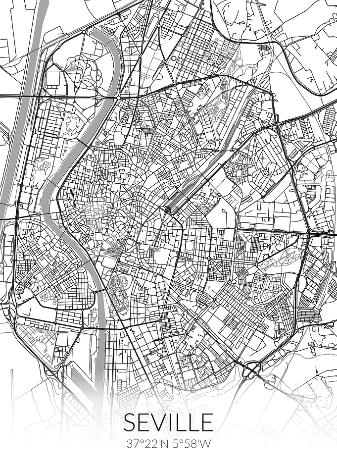 Seville City Map White