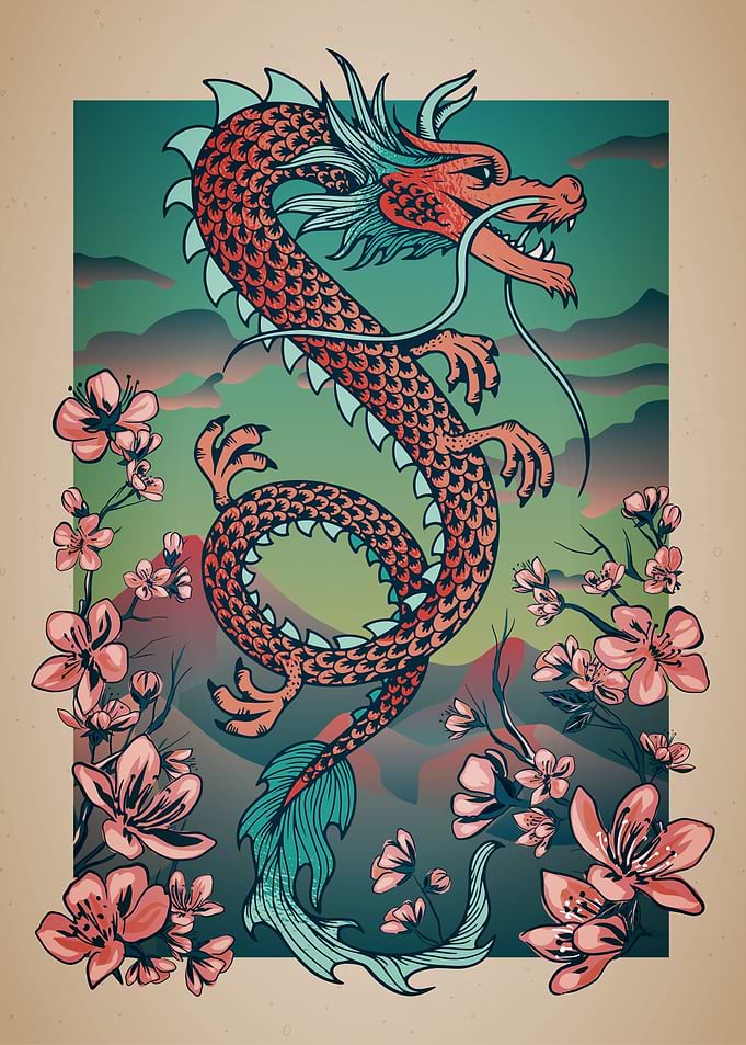Woodblock Painting Dragon
