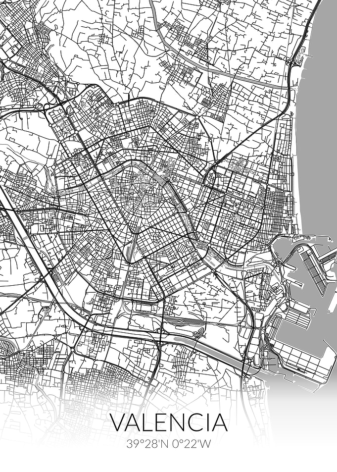 Valencia City Map White