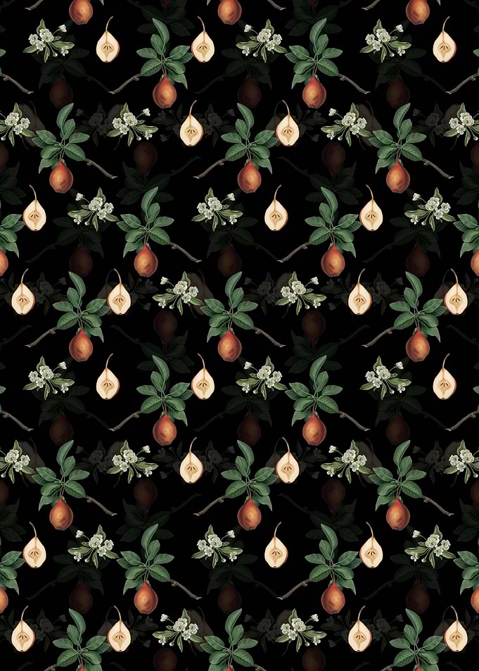 Black Floral Pear Pattern