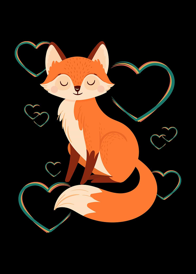 Fox Cute Heart Foxes