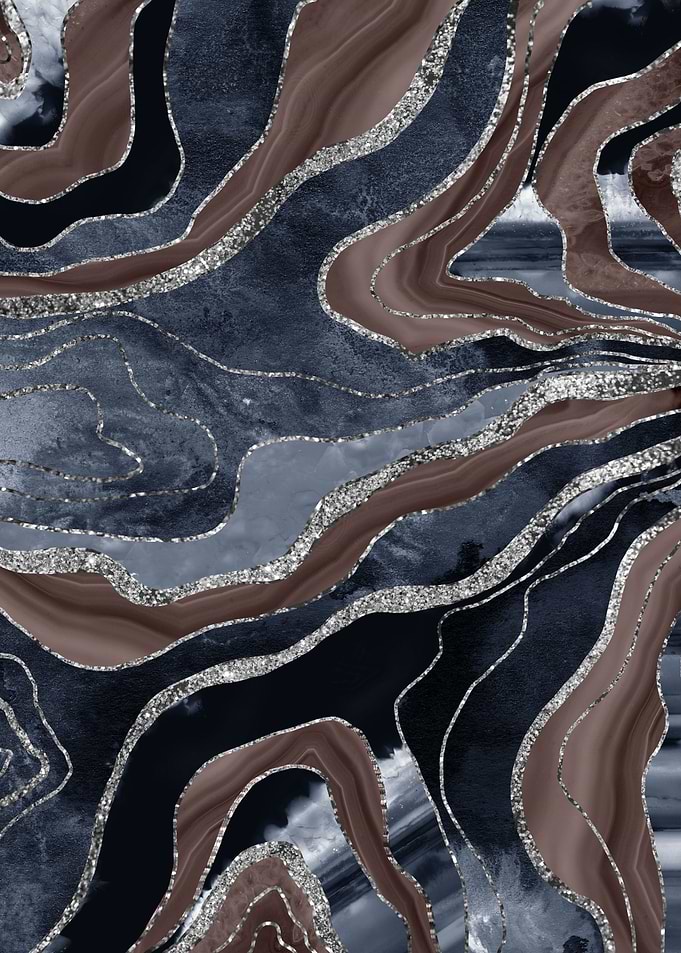 Blue Brown Marble Silver 1
