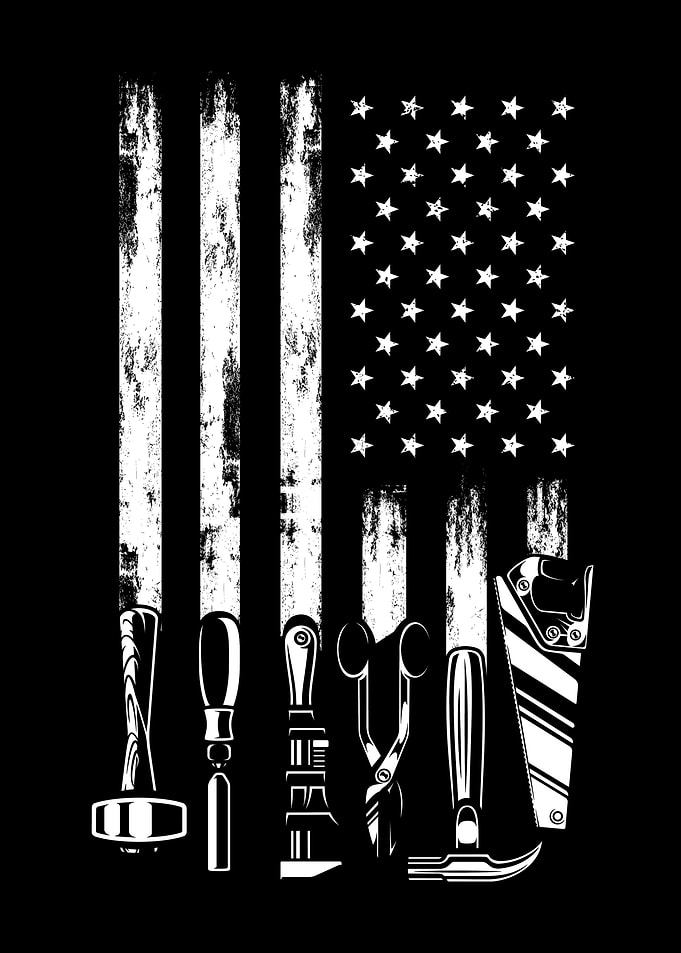 American Flag Garage Tools