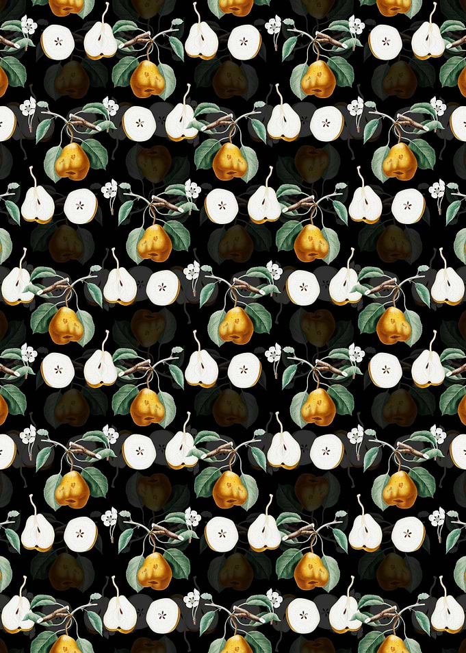 Black Floral Pear Pattern