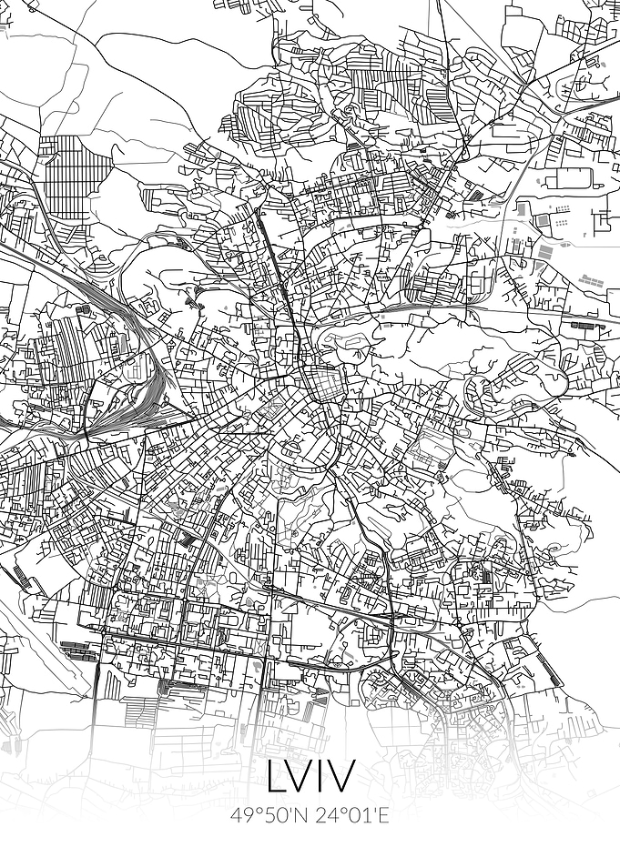 Lviv City Map White Lvov