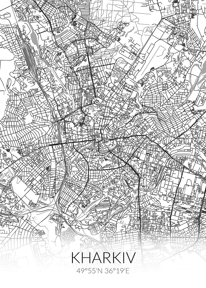 Kharkiv City Map White
