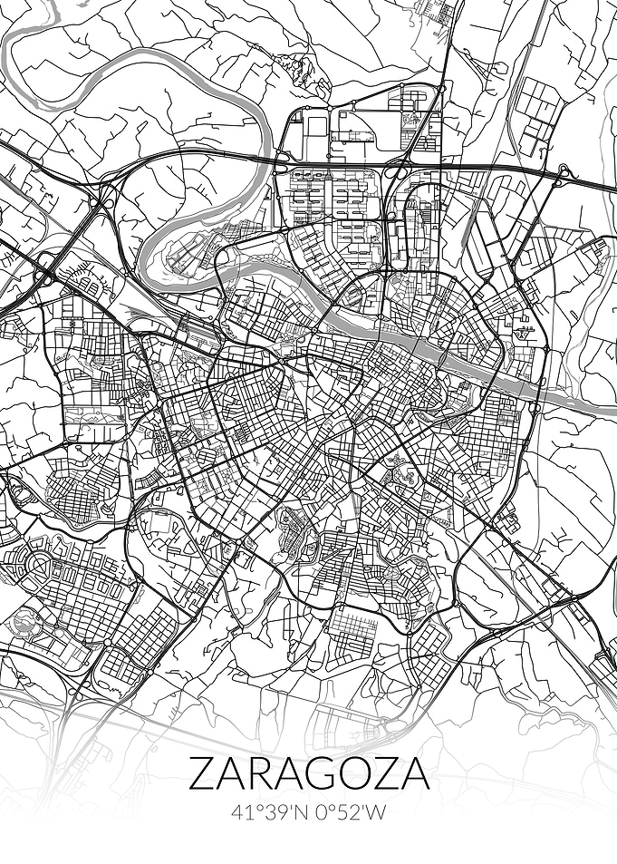 Zaragoza City Map White