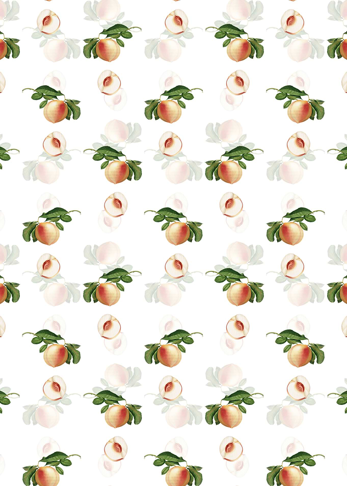 White Floral Peach Pattern