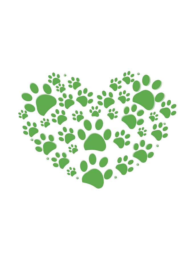 Heart made of green paw