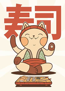 Cat Eating Sushi