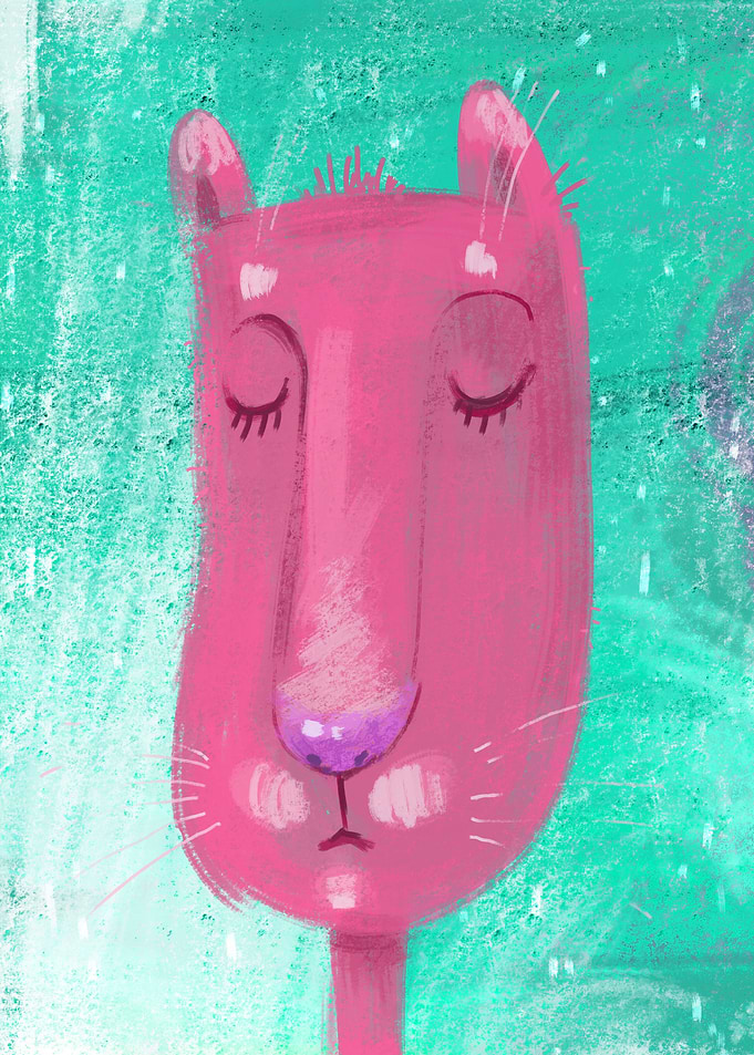 Sleeping pink cat