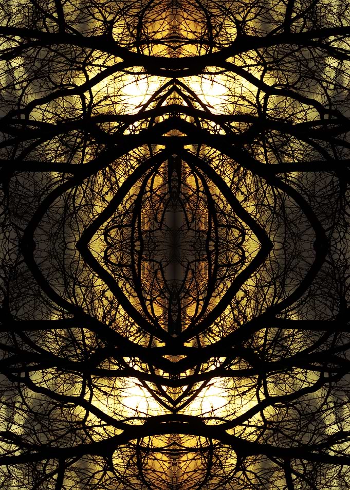 Graphic cross and trees