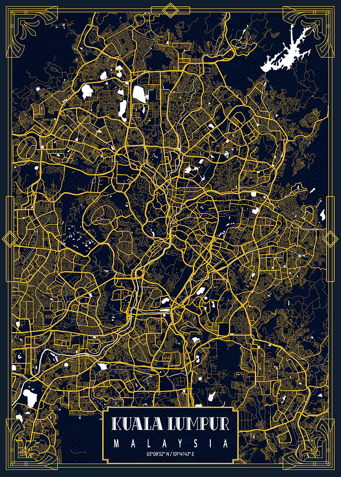 Kuala Lumpur Map Gold