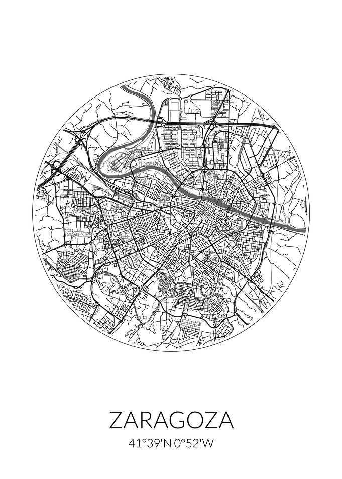 Zaragoza City Map White