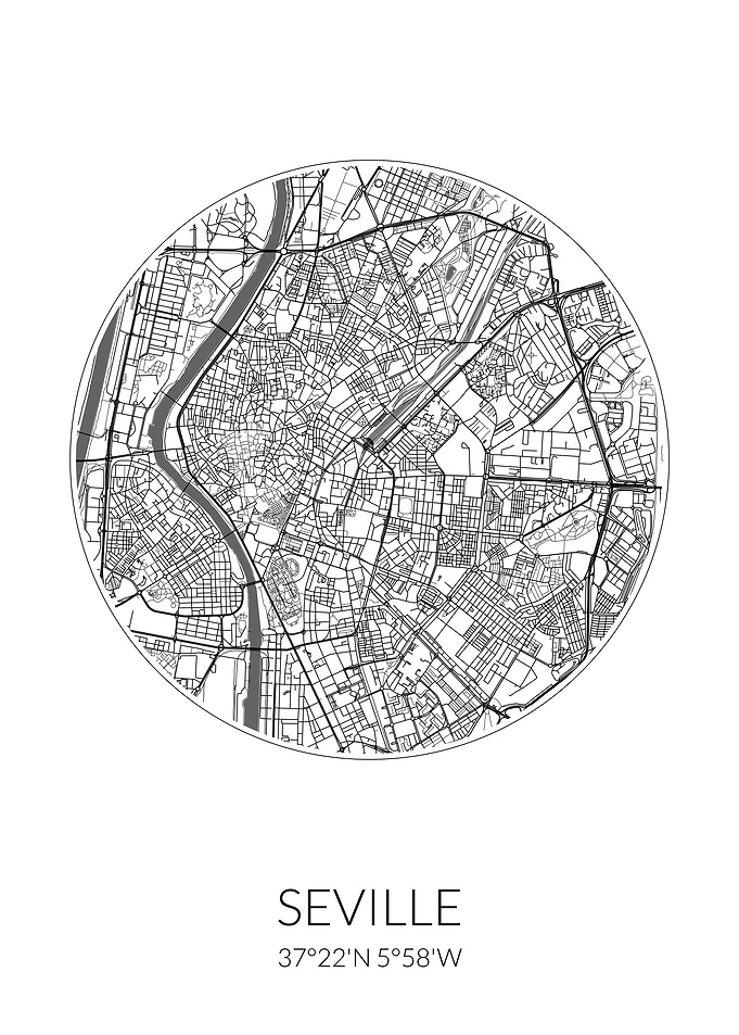 Seville City Map White