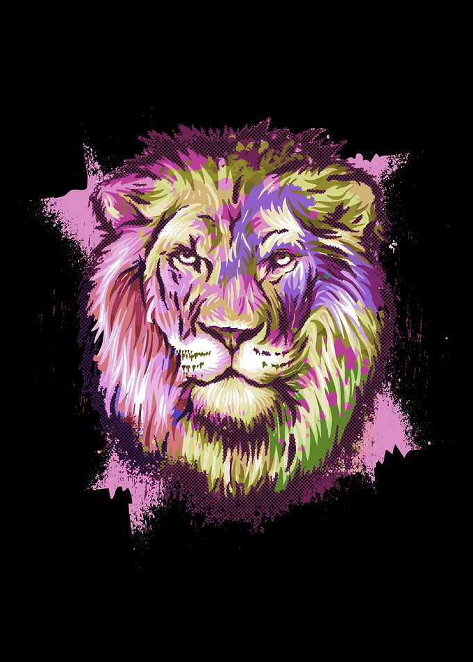 Colorful Lion Painting