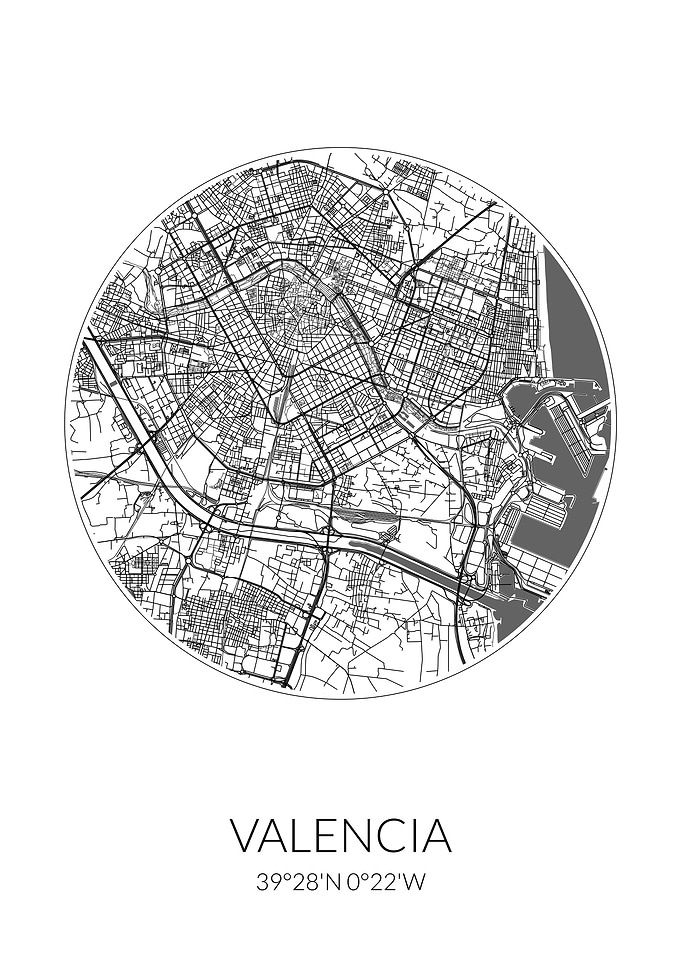Valencia City Map White