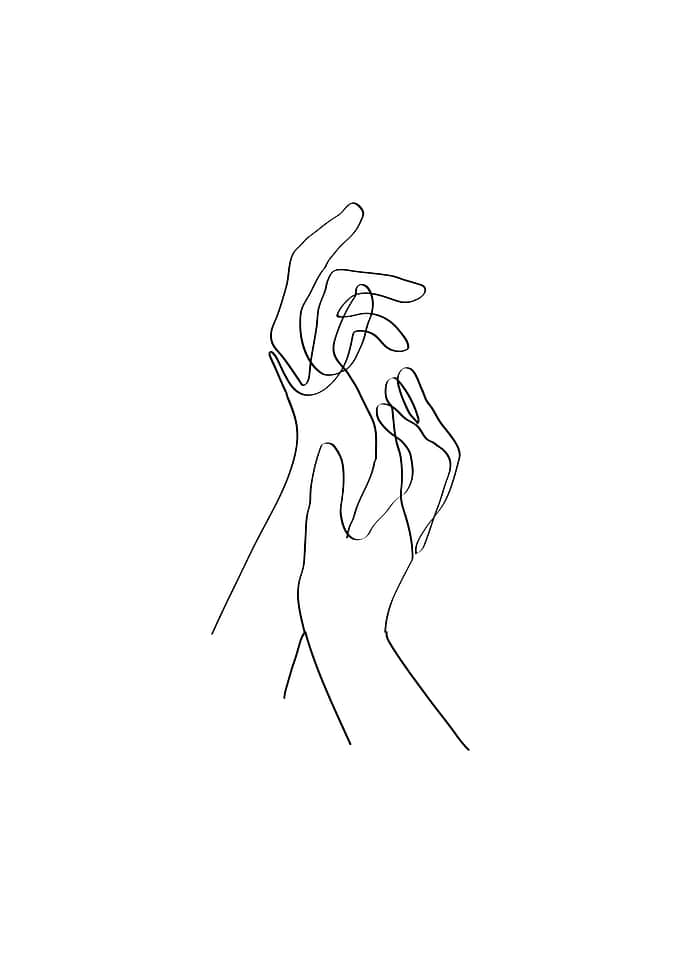 Hands drawing one line art