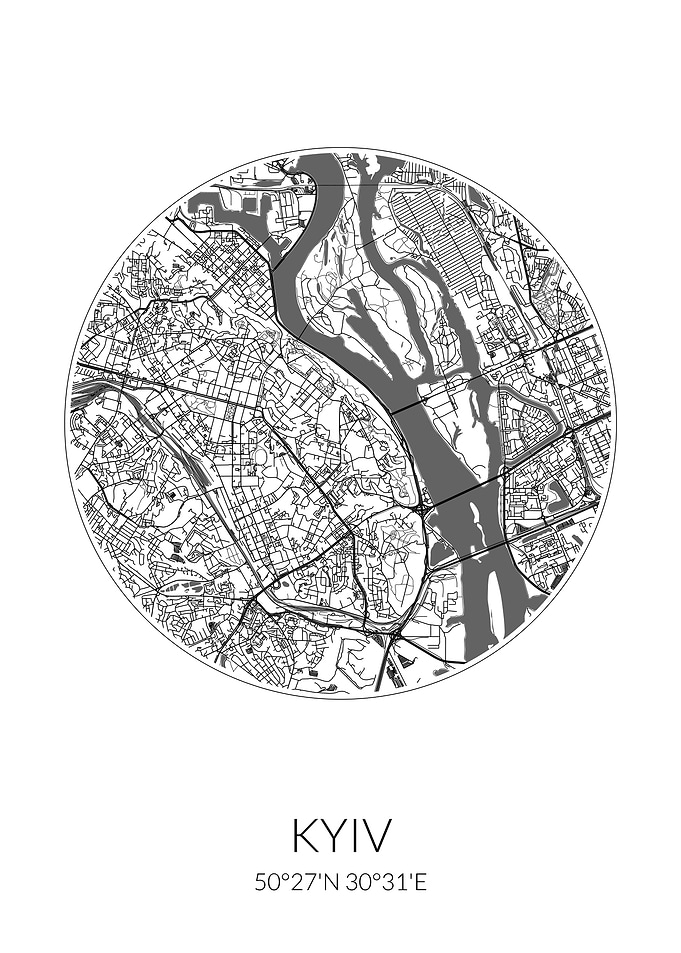 Kyiv City Map White Kiev