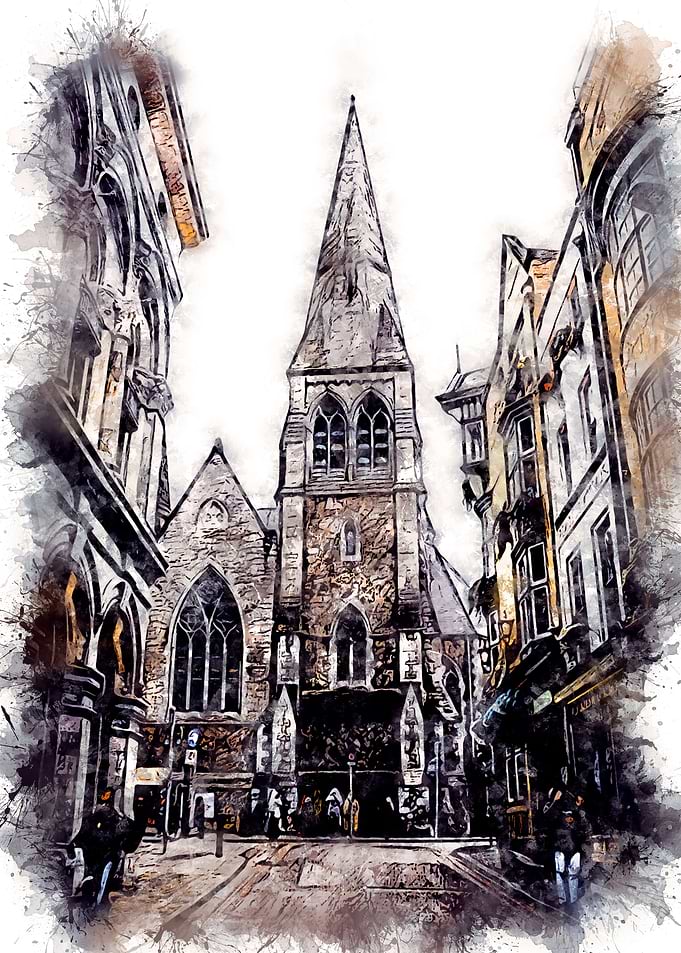 Glasgow Streets Watercolor