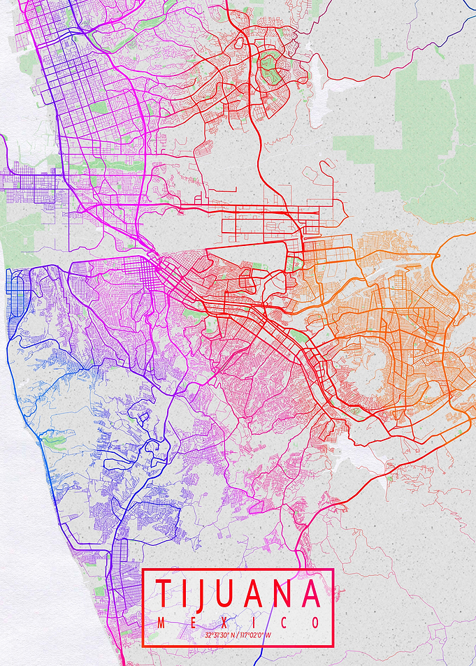 Tijuana City Map Colorful