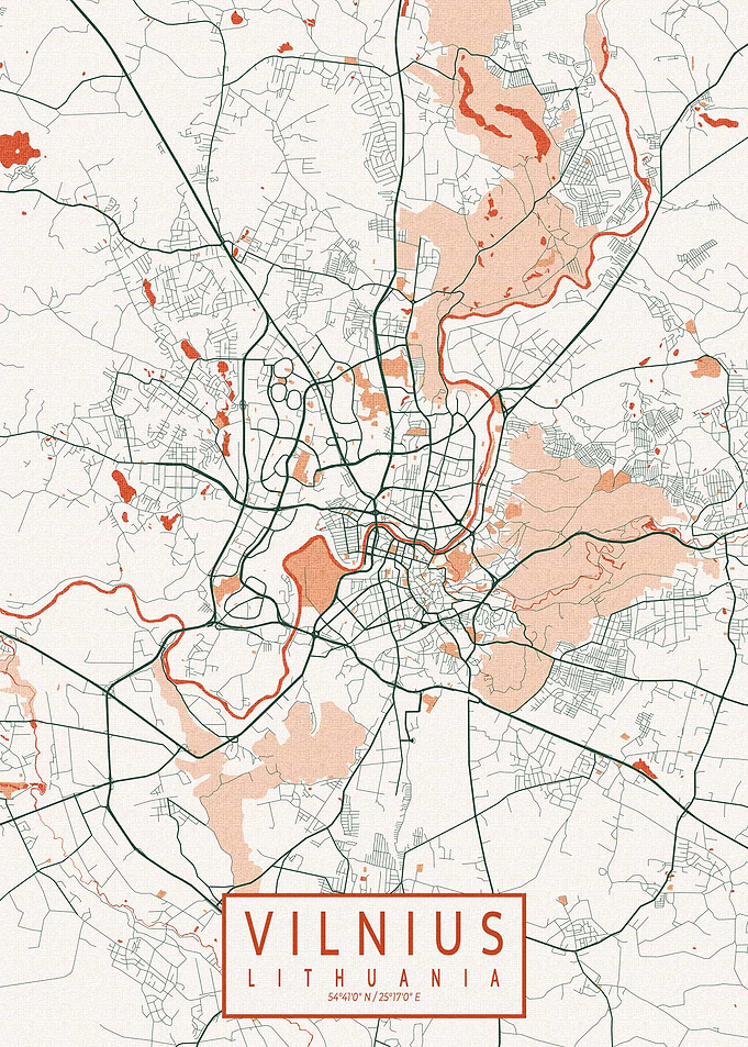 Vilnius City Map Bohemian