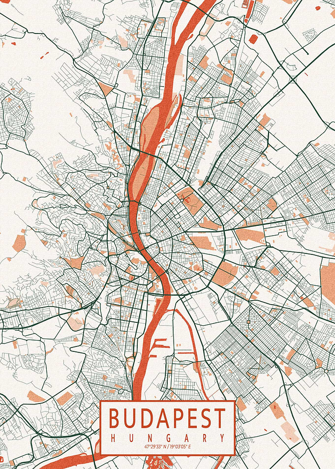 Budapest Map Bohemian