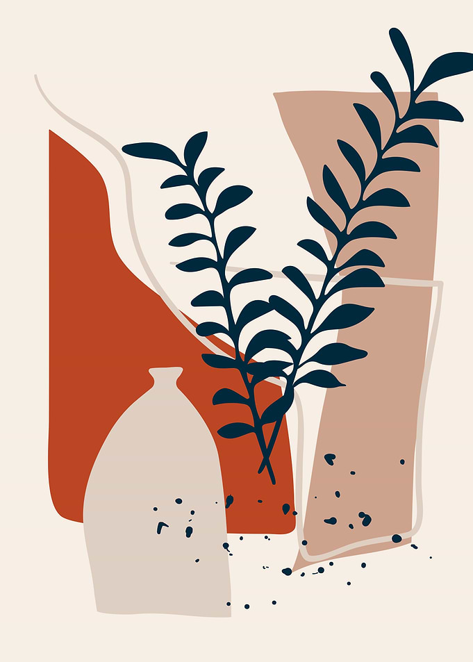Botanical leaf vase shapes