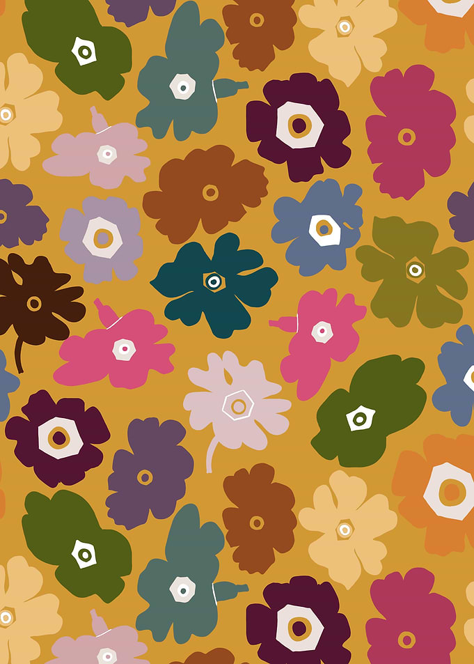 Summer love retro flowers