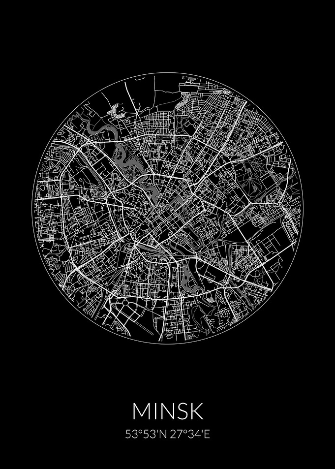 Minsk City Map Black