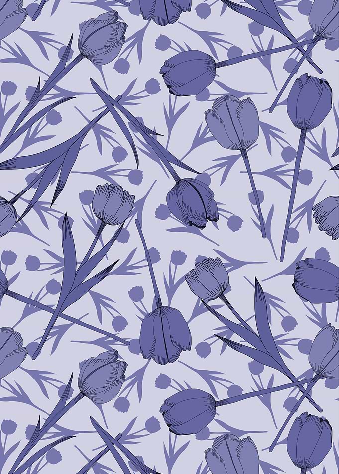 Very peri tulips pattern